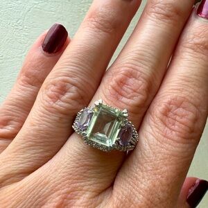 Green and Rose Amethyst Ring in Sterling